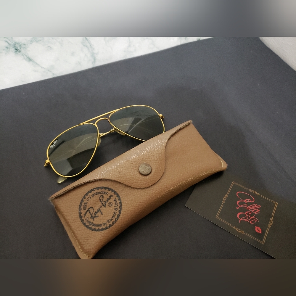 Ray-Ban Gold and Black Aviator Sunglasses